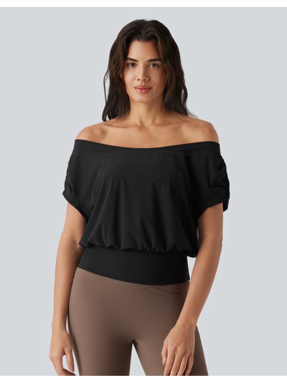 HALARA Black Blouson Crop Top